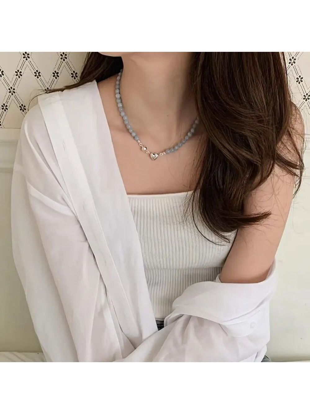 Natural Aquamarine Stone Women's Necklace